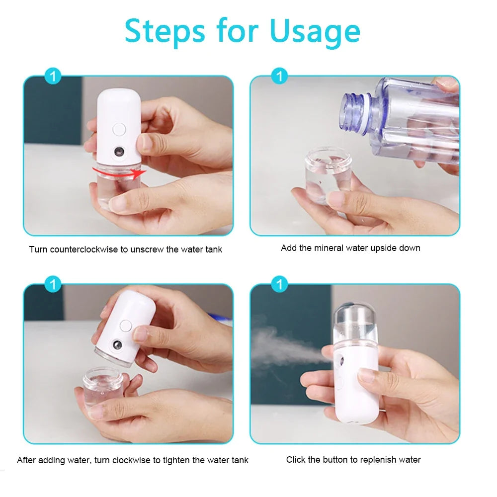 USB Rechargeable Facial Mist Sprayer | Skin Hydration Tool Facial Mist Sprayer Qme