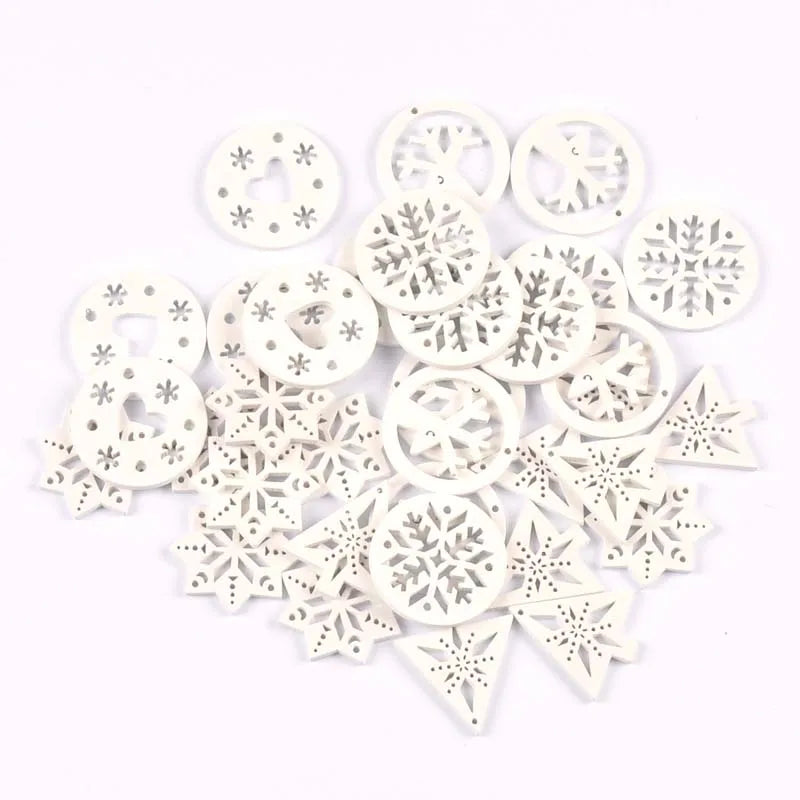 White Wooden Christmas Ornament Shapes – Trees, Snowflakes & Deer DIY Craft Embellishments Qme