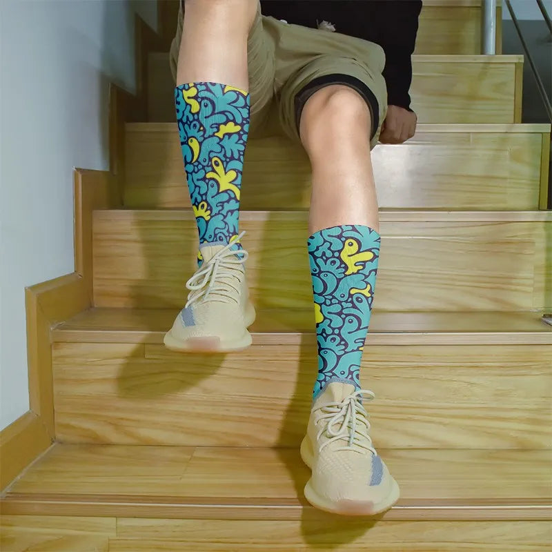 Women's Funny Novelty Socks – 3D Abstract Art Graffiti Candy Print Novelty Print Socks Qme