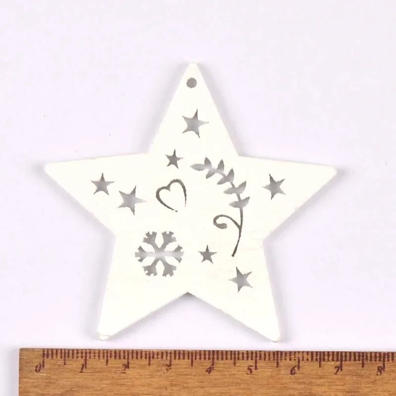 Wooden Christmas Tree Ornaments with Hemp Rope – 5 Pack Christmas Ornaments Qme 7
