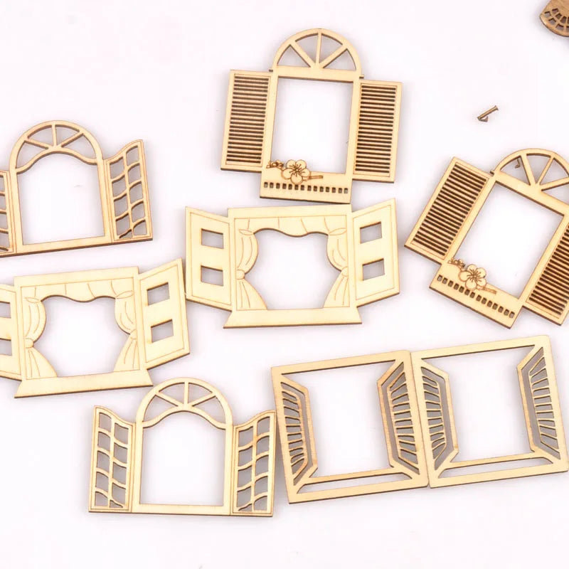 Hollow Window Pattern Wood Slices – DIY Crafts & Scrapbook Wood Craft Embellishments Qme
