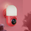 ESCAM 1080P WiFi Security Camera Wall Lamp PTZ Night Vision WiFi Security Camera Qme only Red Camera US Plug