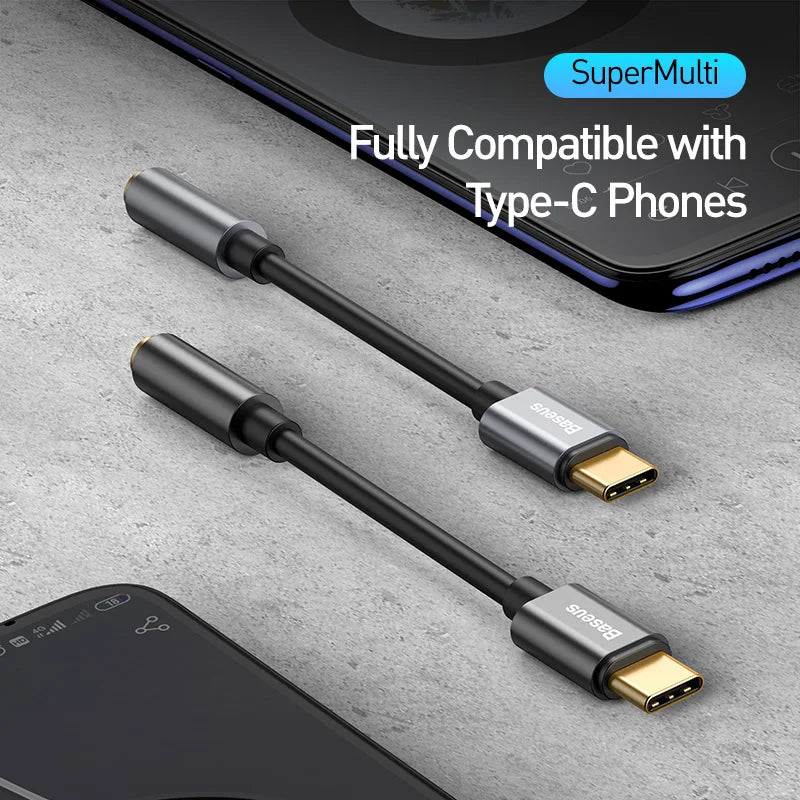 Baseus USB-C to 3.5mm Headphone AUX Adapter – Model L54 Audio Adapter Cable Qst