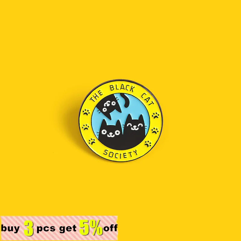 Black Cat Witchcraft Cute Cartoon Enamel Lapel Pin Enamel Lapel Pin Qme