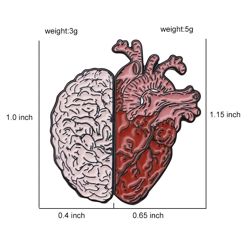 Heart & Brain Anatomy Enamel Lapel Pin – Custom Art Brooch Enamel Lapel Pin Qme