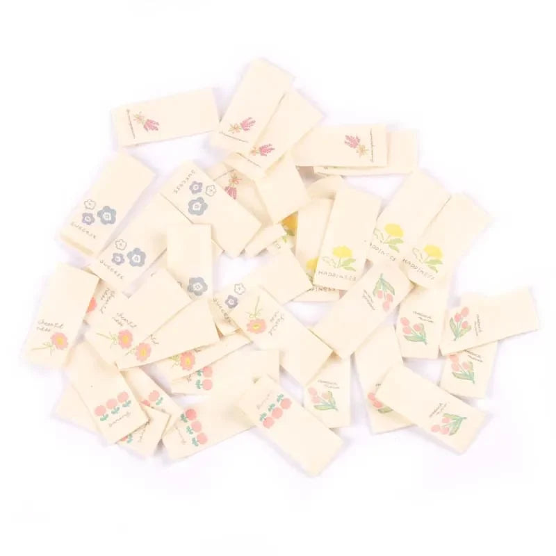50pcs Flower Printed Washable Fabric Labels – Sewing & Craft Tags Fabric Sewing Labels Qme