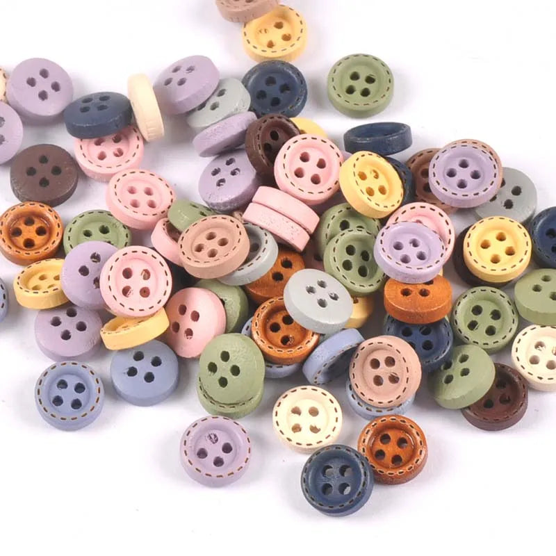 Multicolor Wood Buttons for Sewing & DIY Crafts – 10mm 100pcs Wood Craft Buttons Qme