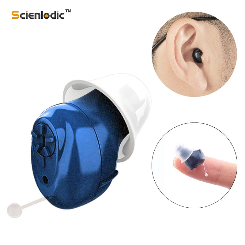 XceeFit CIC Invisible Mini Hearing Aid Sound Amplifier CIC Hearing Amplifier Qst HA-1 Blue-L or R