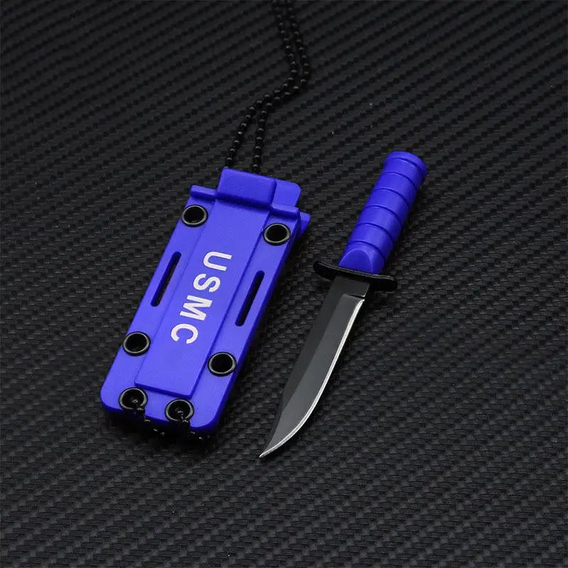 Swayboo Mini Neck Knife Sawtooth Fixed Blade – Camping Survival Fixed Blade Knife Qst Blue