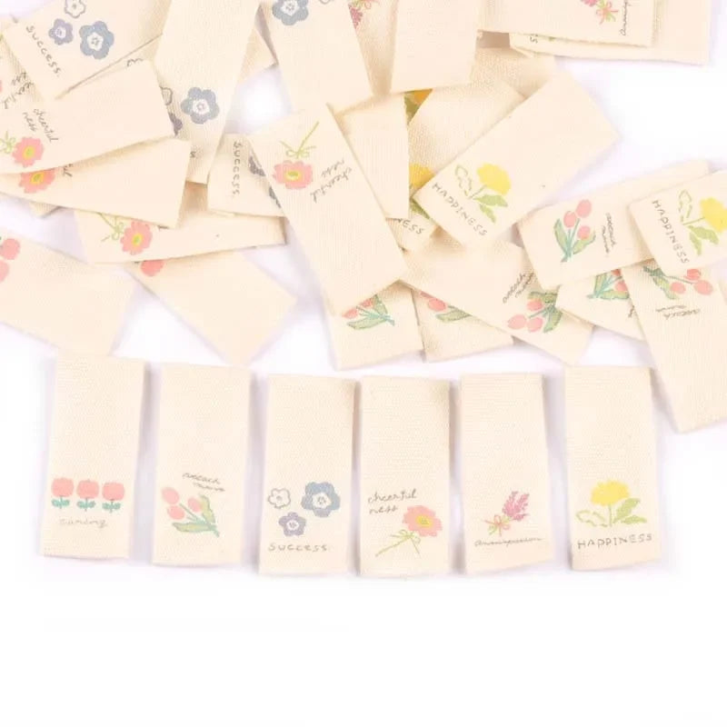 50pcs Flower Printed Washable Fabric Labels – Sewing & Craft Tags Fabric Sewing Labels Qme