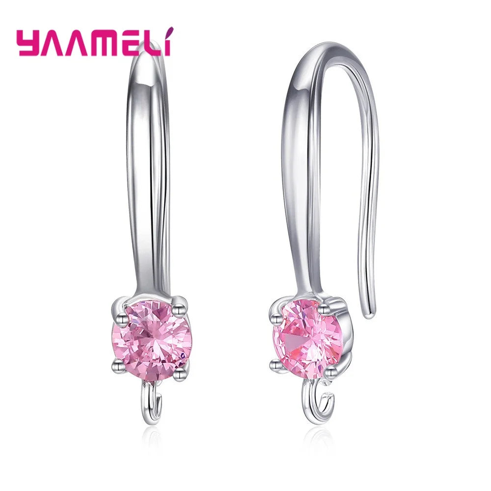 925 Sterling Silver Hook Earrings – Cubic Zirconia, 6 Colors Hook Earrings Qme