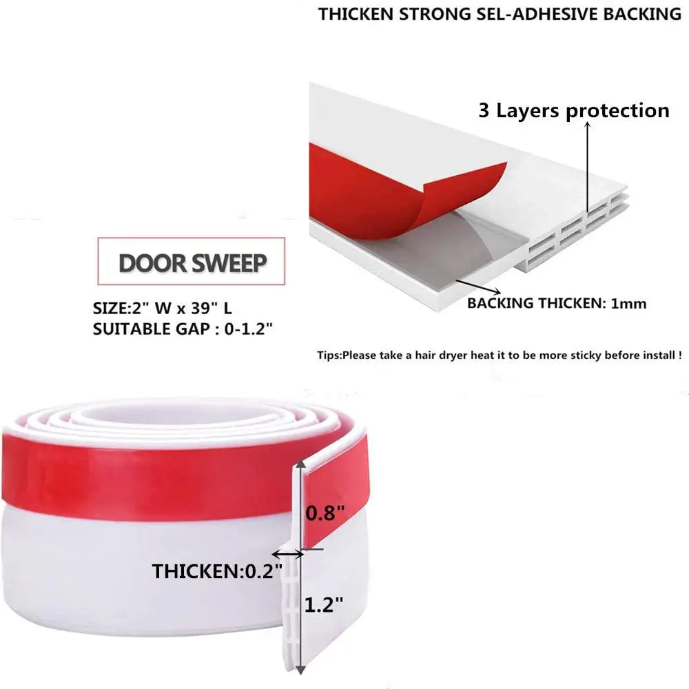 Under Door Draft Stopper | Adhesive Silicone Seal – Dust & Noise Door Draft Stopper Qme