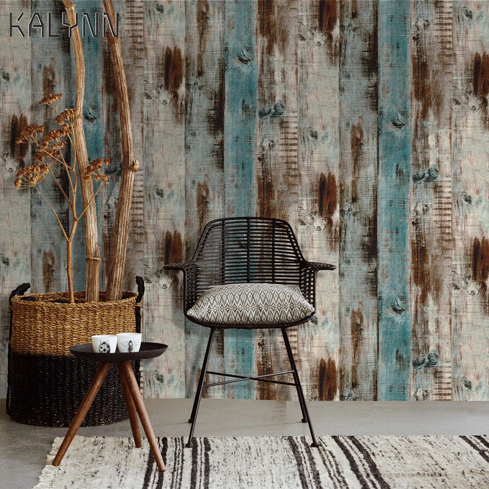 Vintage Wood Peel & Stick Removable Wallpaper – Blue Peel & Stick Wallpaper Qme