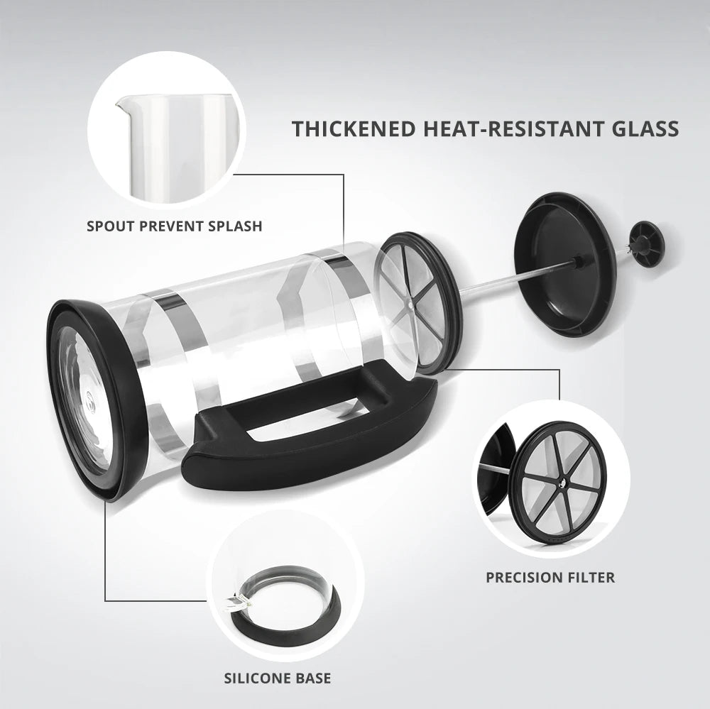 RECAFIMIL French Press Coffee Maker 600ML/1000ML Borosilicate French Press Coffee Maker Qst