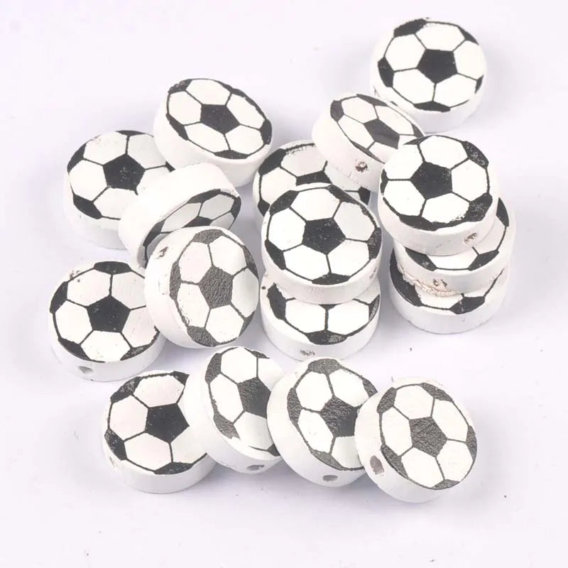 Wood Football Oblate Spacer Beads 30pcs | DIY Jewelry Making Wood Craft Beads Qme