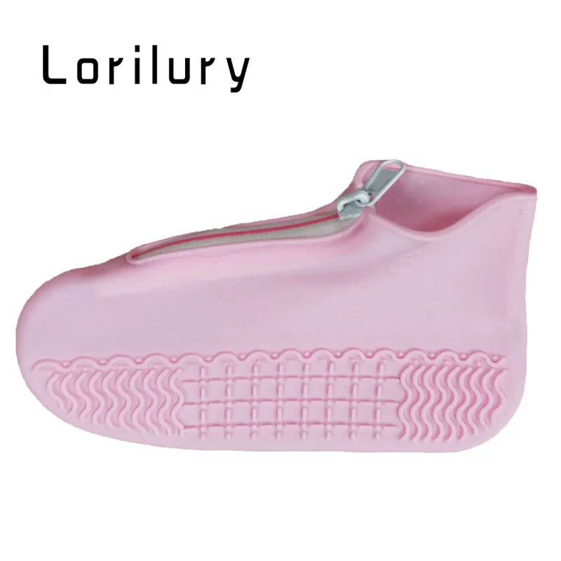 Reusable Waterproof Shoe Covers with Zipper – Men & Women Waterproof Shoe Covers Qst Pink XL