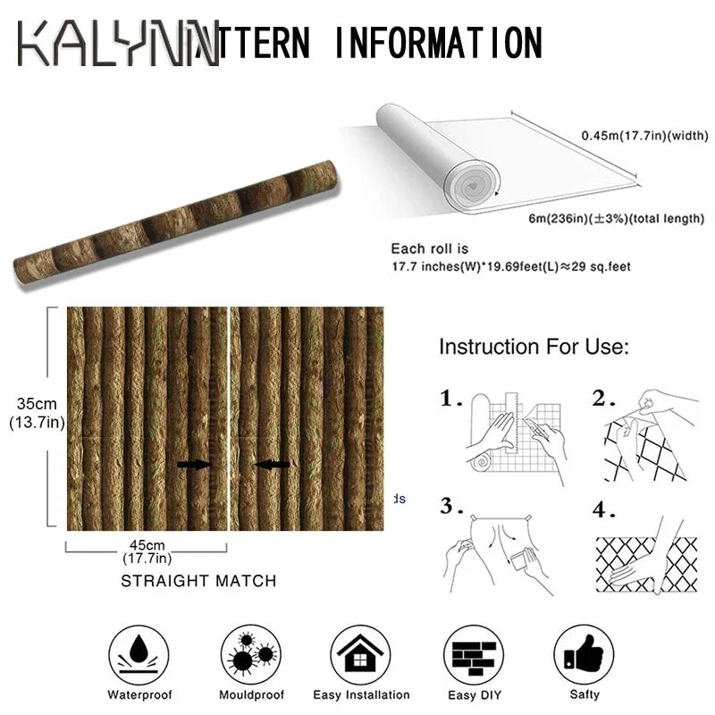 3D Log Cabin Peel & Stick Vinyl Wallpaper | 1.47ft x 19.7ft Peel & Stick Wallpaper Qme