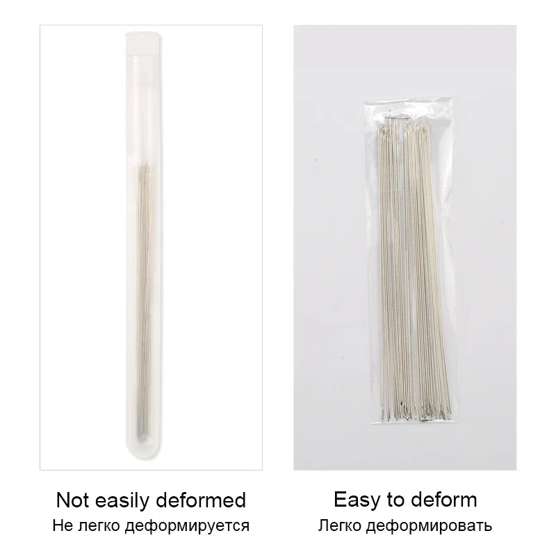 Big Eye Beading Needles Set – 5 Curved Spring Steel Sizes Beading Needles Set Qme