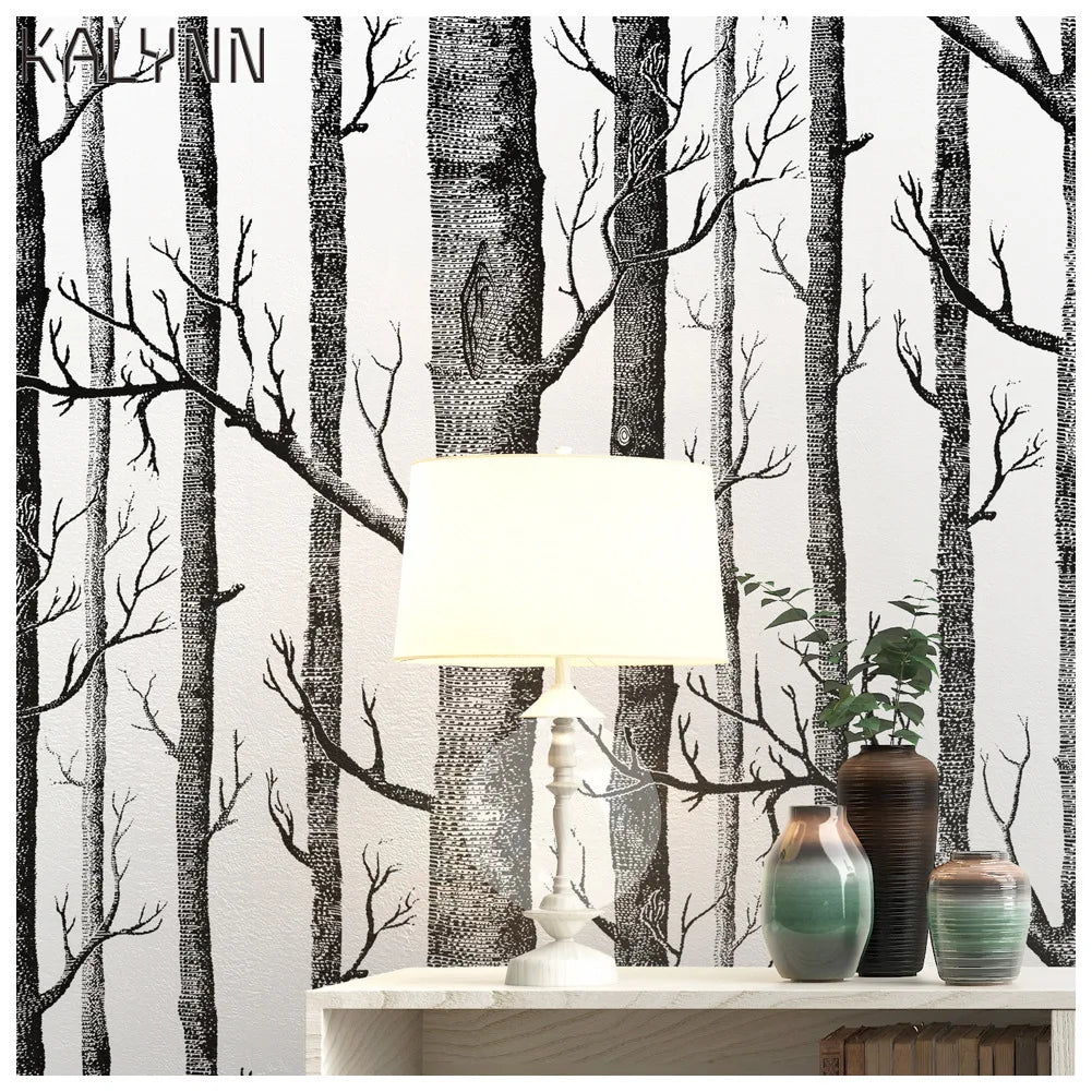 Birch Forest 3D Peel & Stick Wallpaper – Self-Adhesive PVC Roll Peel & Stick Wallpaper Qme