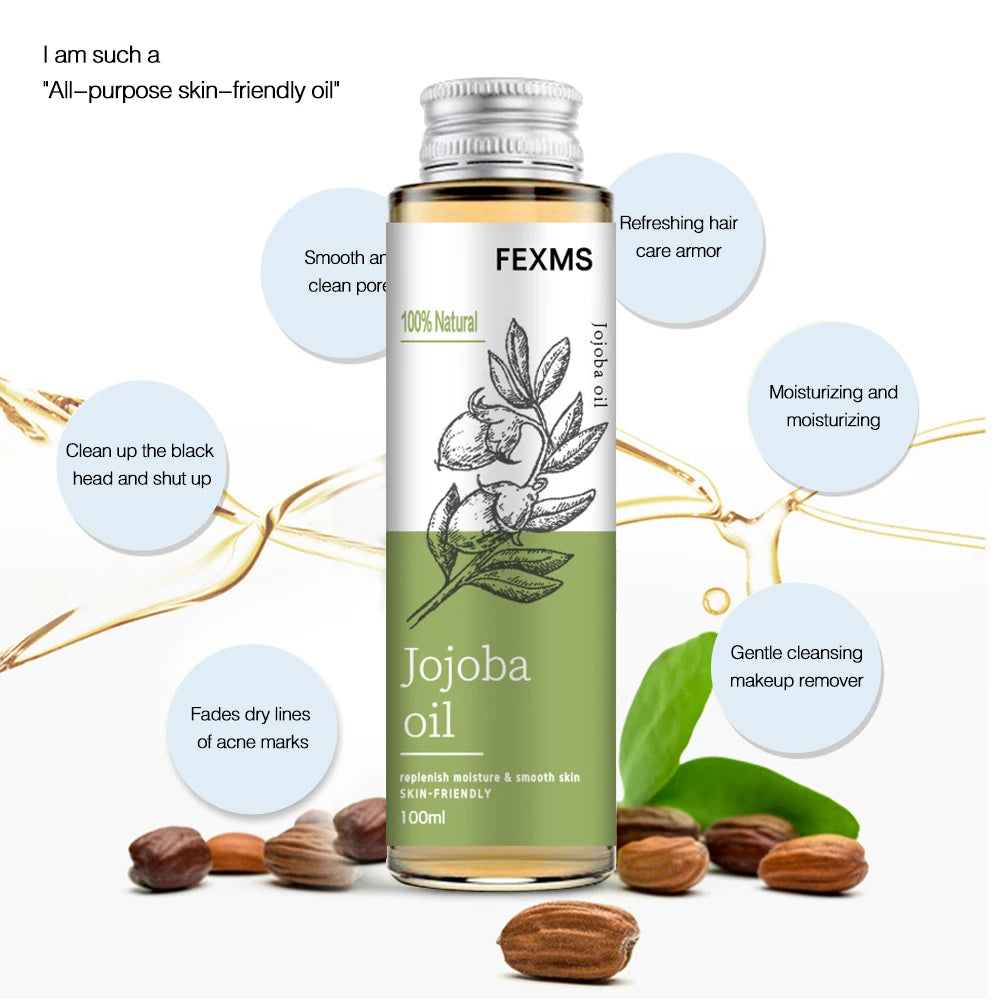 100% Pure Cold Pressed Jojoba Oil Unrefined Moisturizer 100ml Jojoba Face Oil Qst