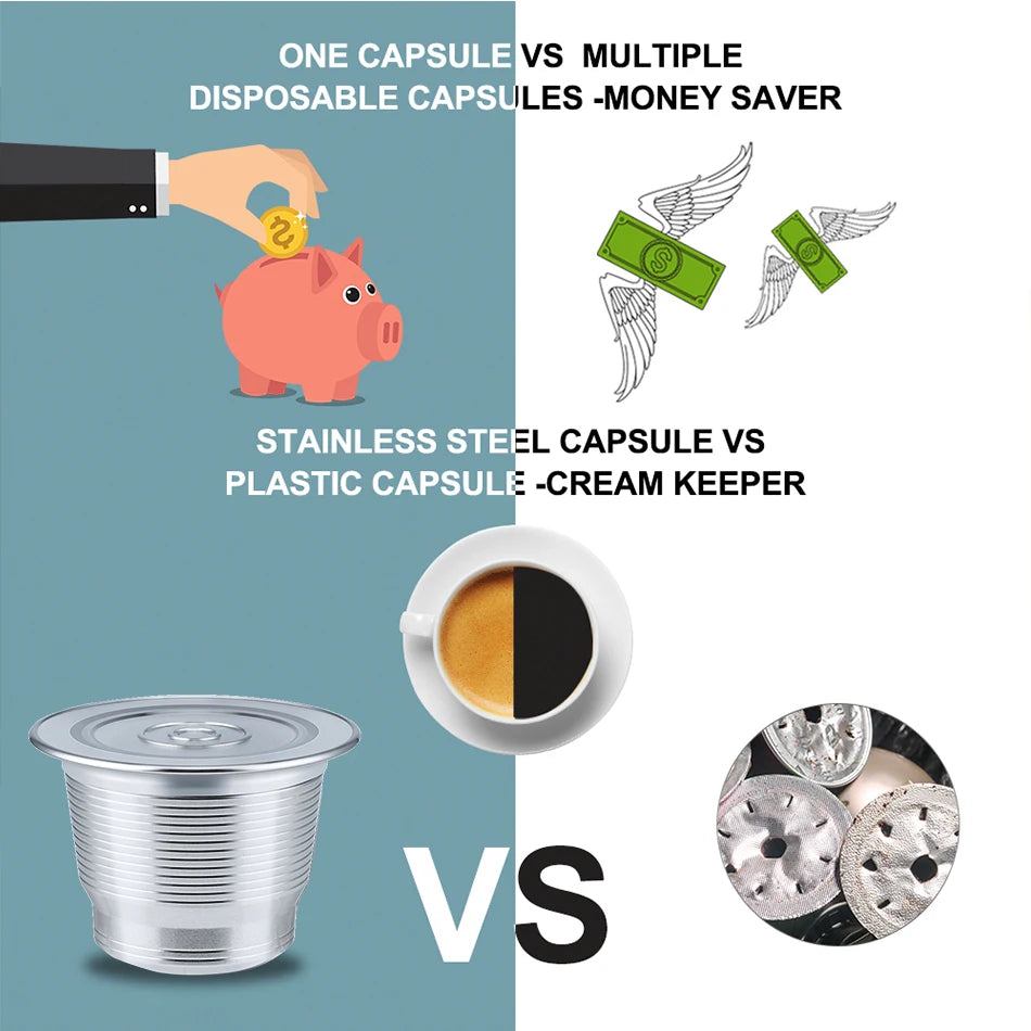 RECAFIMIL Reusable Stainless Steel Coffee Pods for Nespresso Refillable Coffee Pods Qst