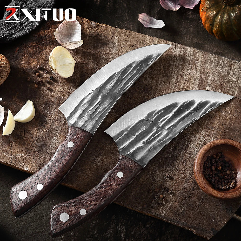 XITUO Forged Cleaver – Full Tang High-Carbon Steel Chef Knife Kitchen Cleaver Knife Qst