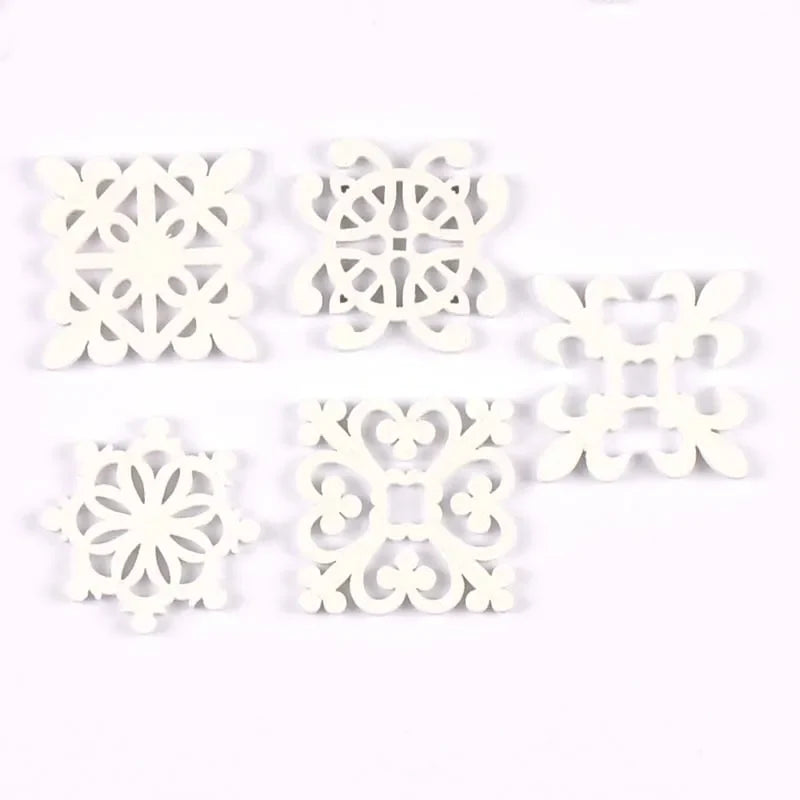 White Wood Flower Lace Ornaments DIY Scrapbooking 20pcs Craft Embellishments Qme