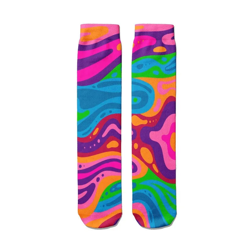Women's Funny Novelty Socks – 3D Abstract Art Graffiti Candy Print Novelty Print Socks Qme style5 One Size China Mainland