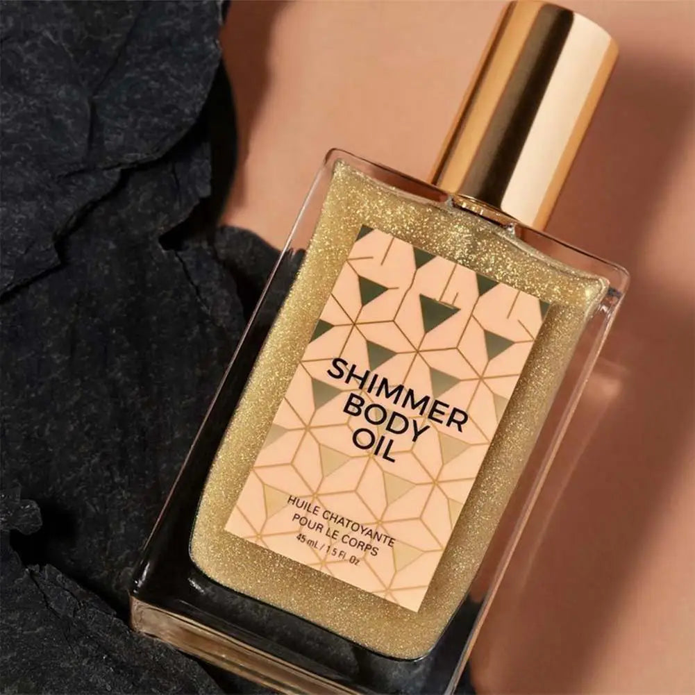 Liquid Shimmer Body Oil – Waterproof Glow Highlighter 45ml Body Shimmer Highlighter Qme