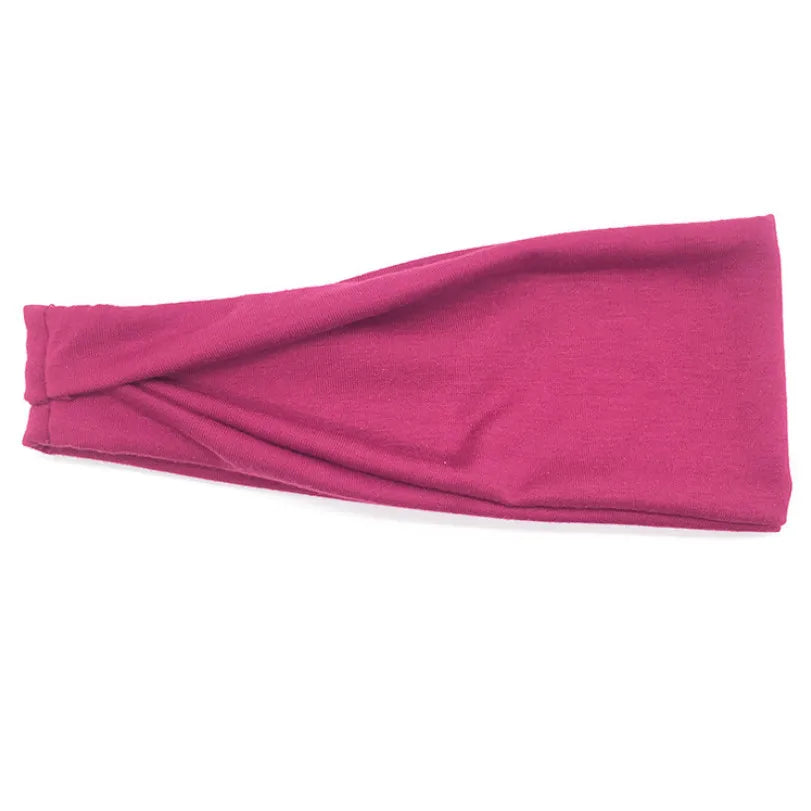 Women's Cotton Turban Twist Headband – 20 Colors Turban Twist Headband Qme Rose Red 10cm-22cm