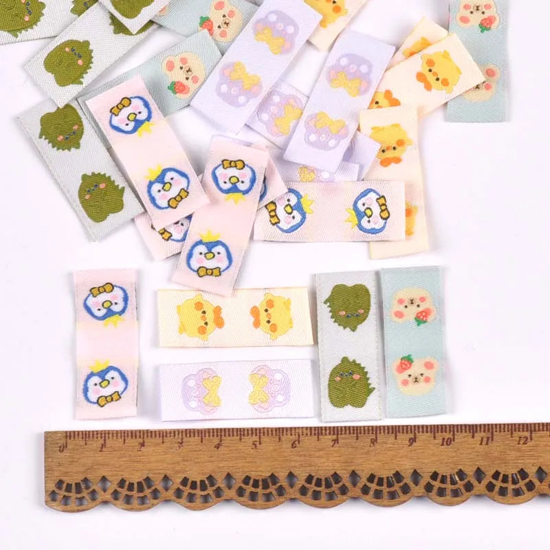 Cartoon Dinosaur Penguin Fabric Labels for Sewing & DIY Crafts Fabric Sewing Labels Qme