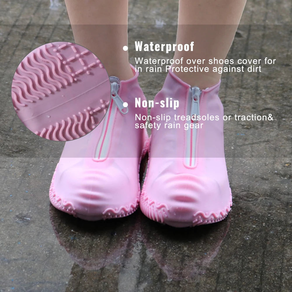 Reusable Waterproof Shoe Covers with Zipper – Men & Women Waterproof Shoe Covers Qst