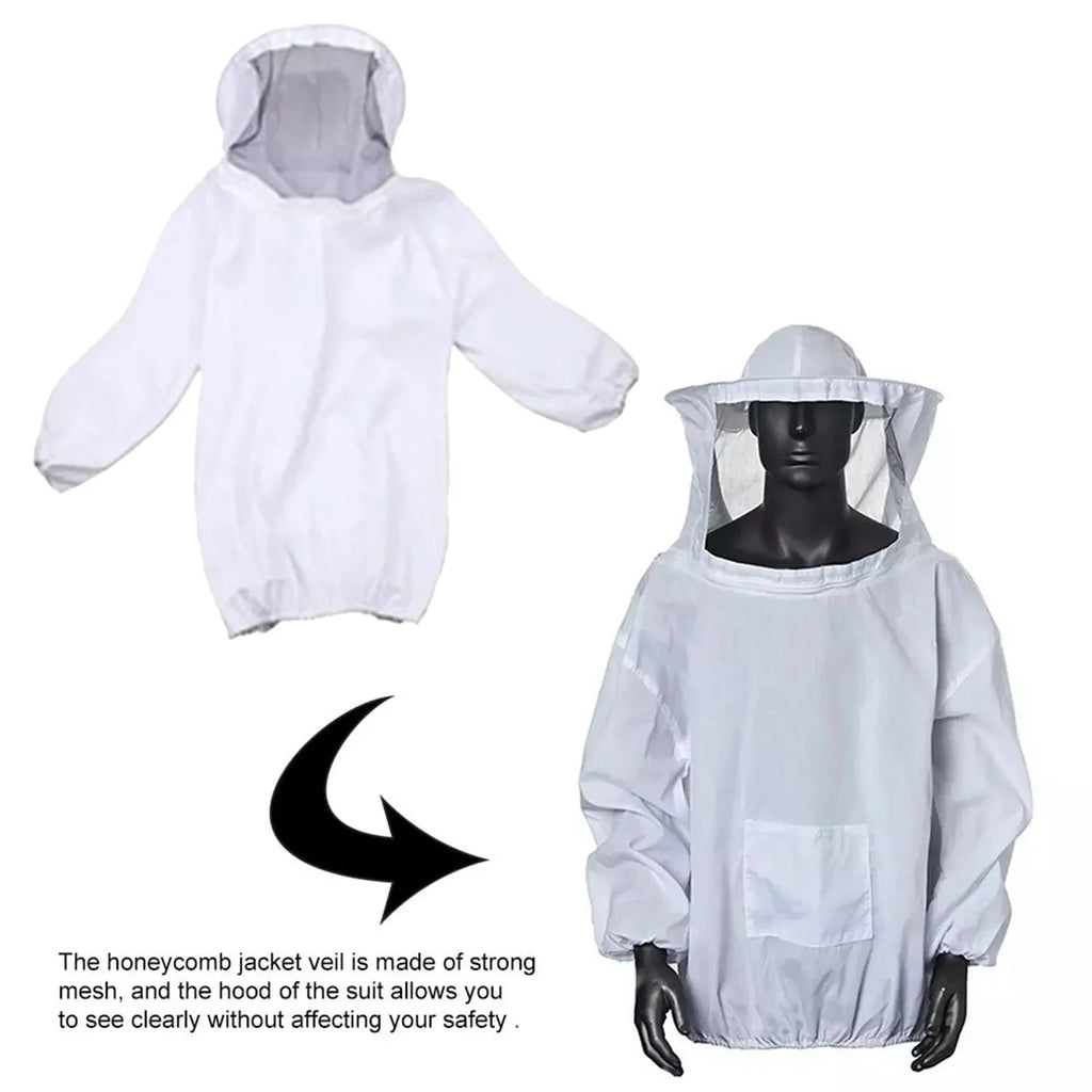 Professional White Split Beekeeping Suit with Gloves & Veil Beekeeping Suit Qme