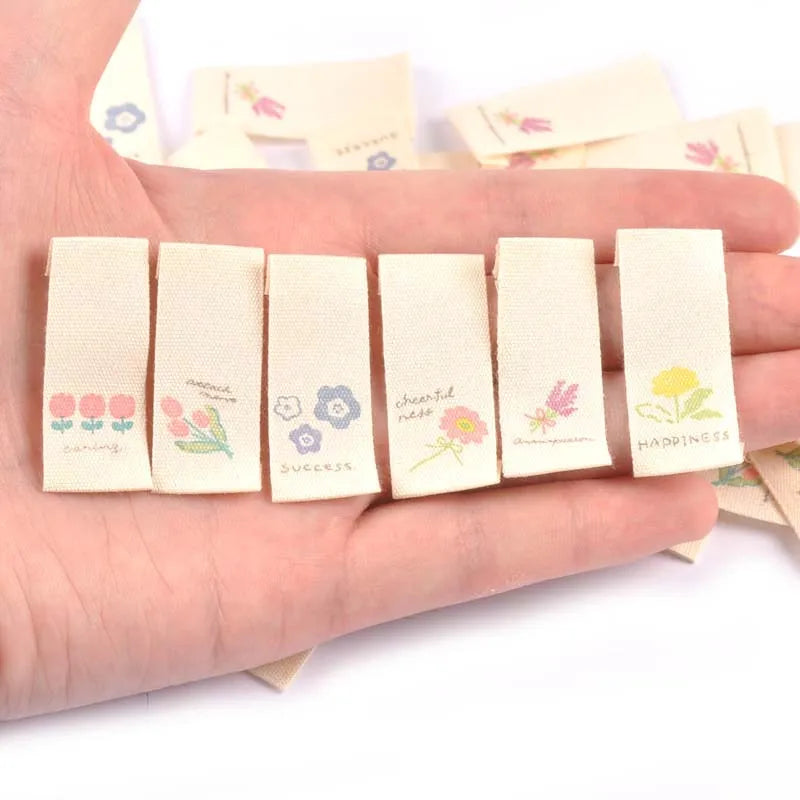 50pcs Flower Printed Washable Fabric Labels – Sewing & Craft Tags Fabric Sewing Labels Qme
