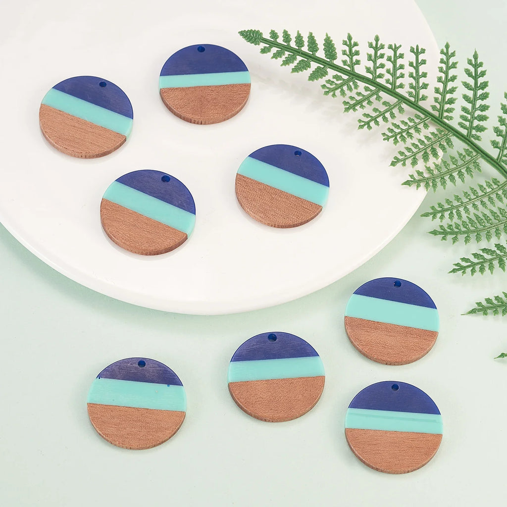 Tri-Color Resin Wood Round Charms – DIY Jewelry Pendants DIY Jewelry Charms Qme