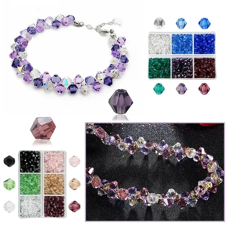 4mm Glass Bicone Crystal Faceted Beads 600pcs – Jewelry Making Craft Beads Qme