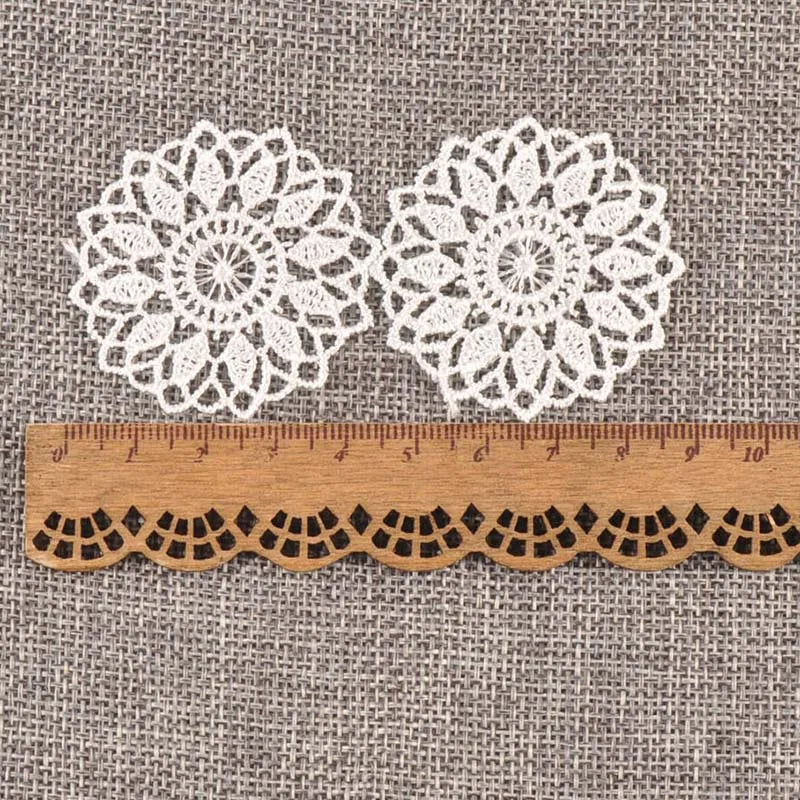 White Flower Lace Applique Mesh Trim 30pcs – 45mm Sewing Lace Sewing Trim Qme