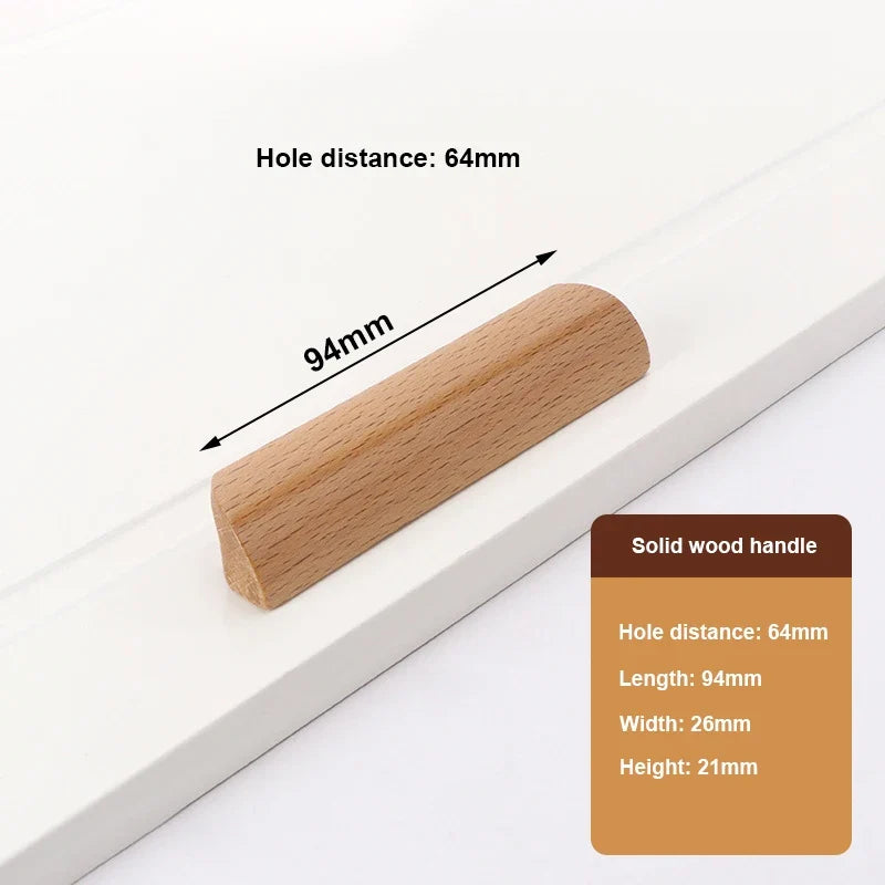 Nordic Solid Wood Drawer Pulls & Cabinet Handles – 5 Colors Cabinet Drawer Pulls Qme Hole distance 64mm