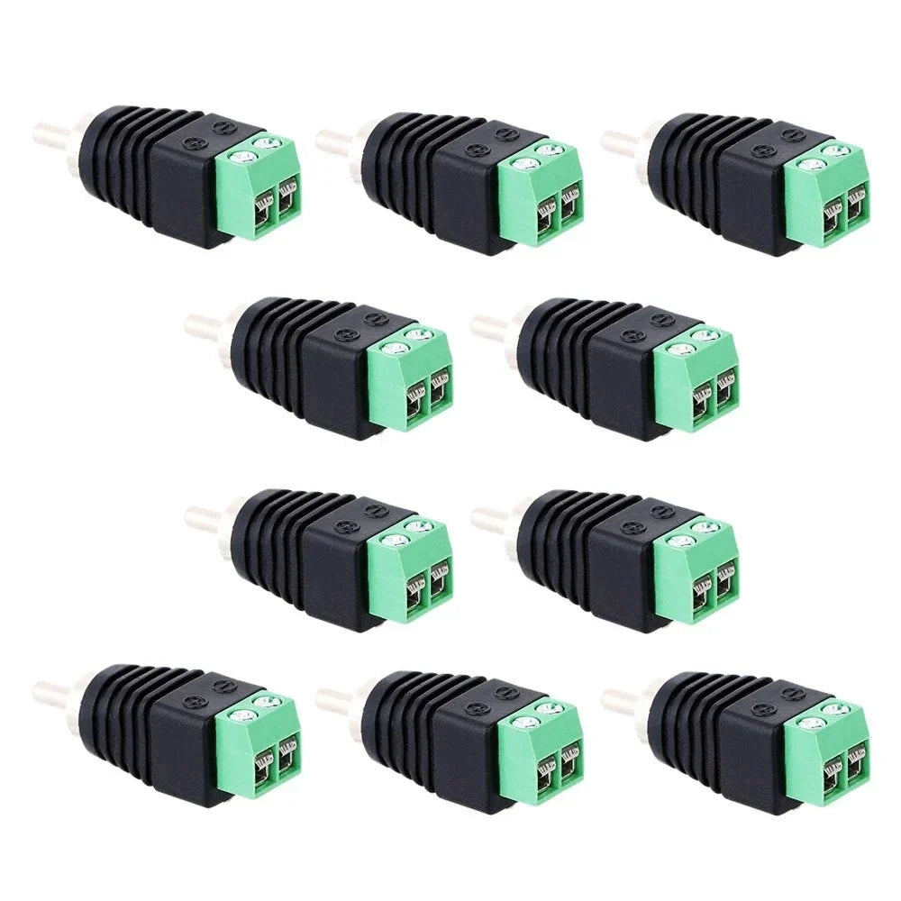 10-Pack RCA Male Screw Terminal Connectors – CCTV & Audio Audio Video Connector Qme