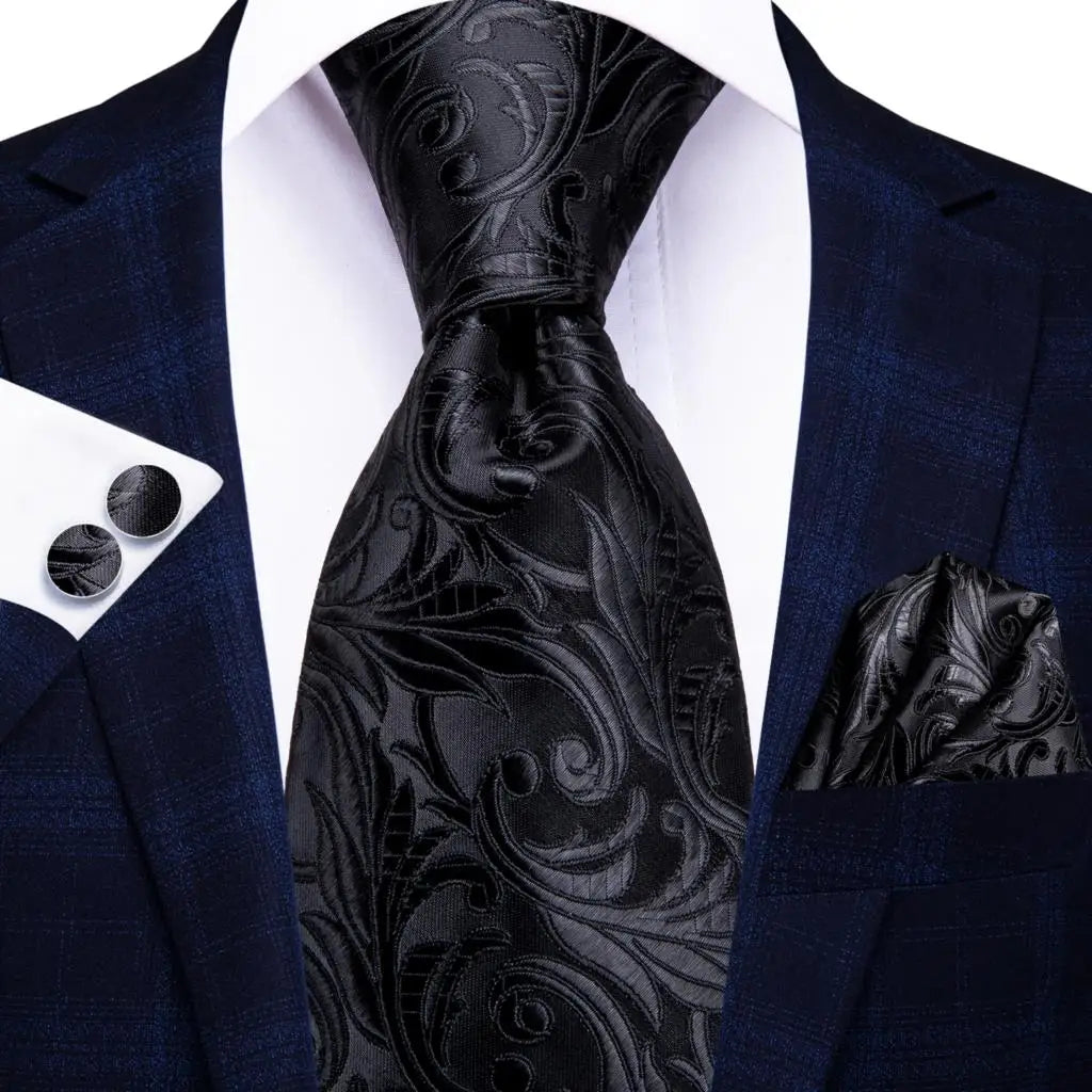 Jacquard Peacock Blue Wedding Tie, Hanky & Cufflinks Set