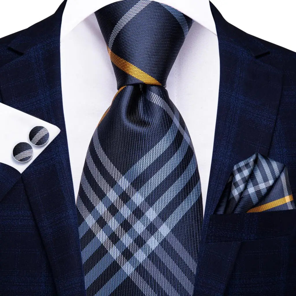 Jacquard Peacock Blue Wedding Tie, Hanky & Cufflinks Set