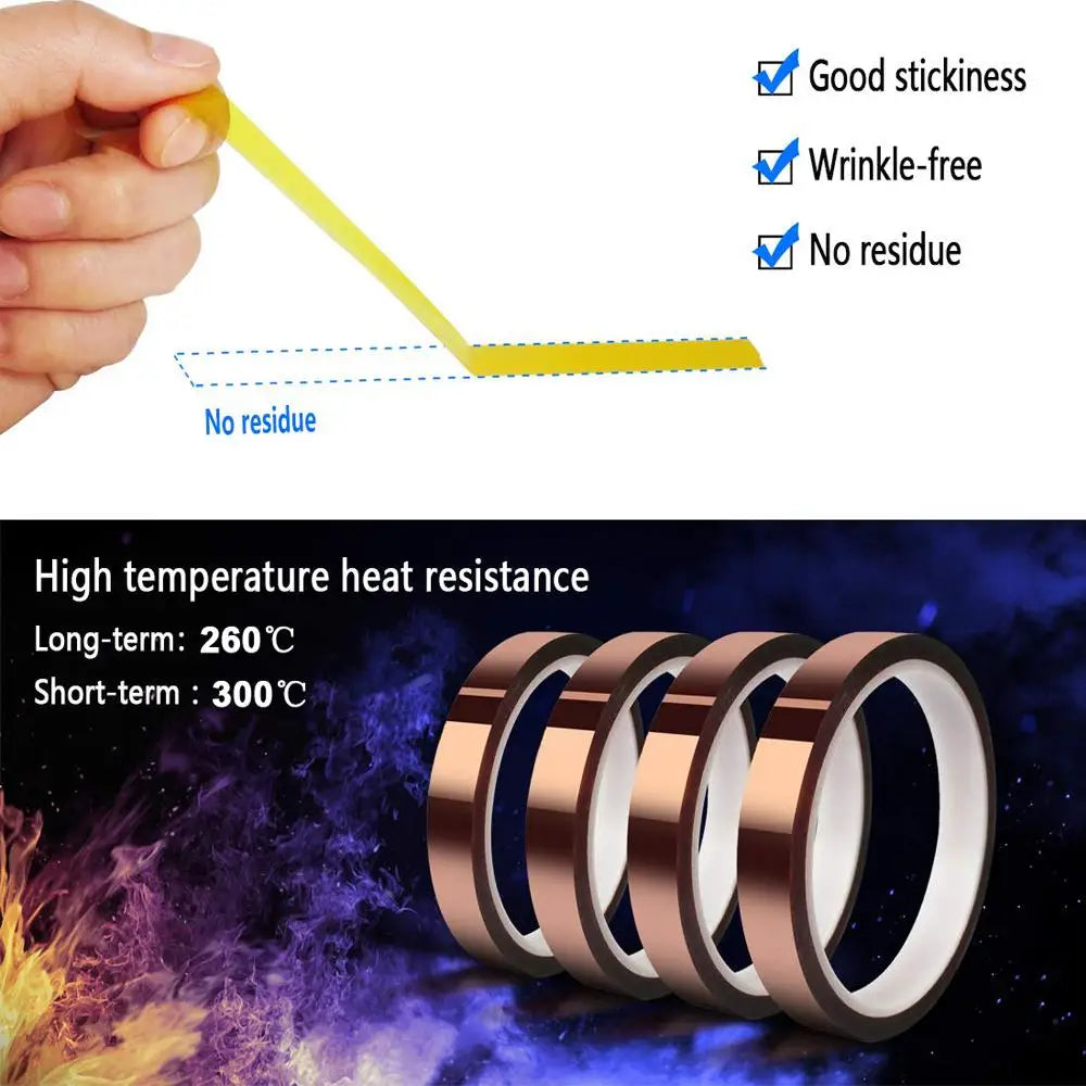 Gold Polyimide High-Temp Adhesive Tape 33M – Heat Resistant Heat Resistant Tape Qme