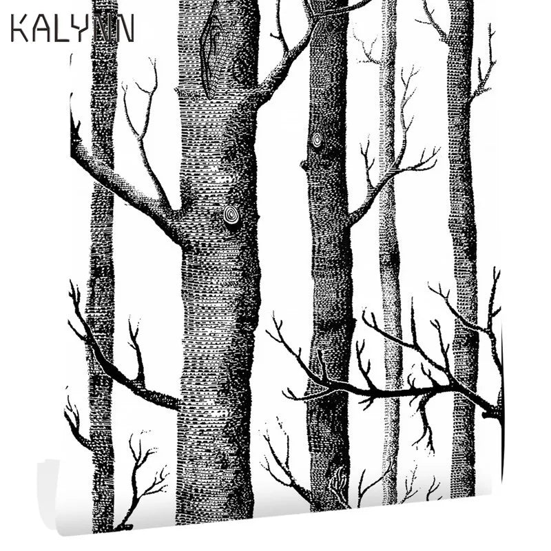 Birch Forest 3D Peel & Stick Wallpaper – Self-Adhesive PVC Roll Peel & Stick Wallpaper Qme