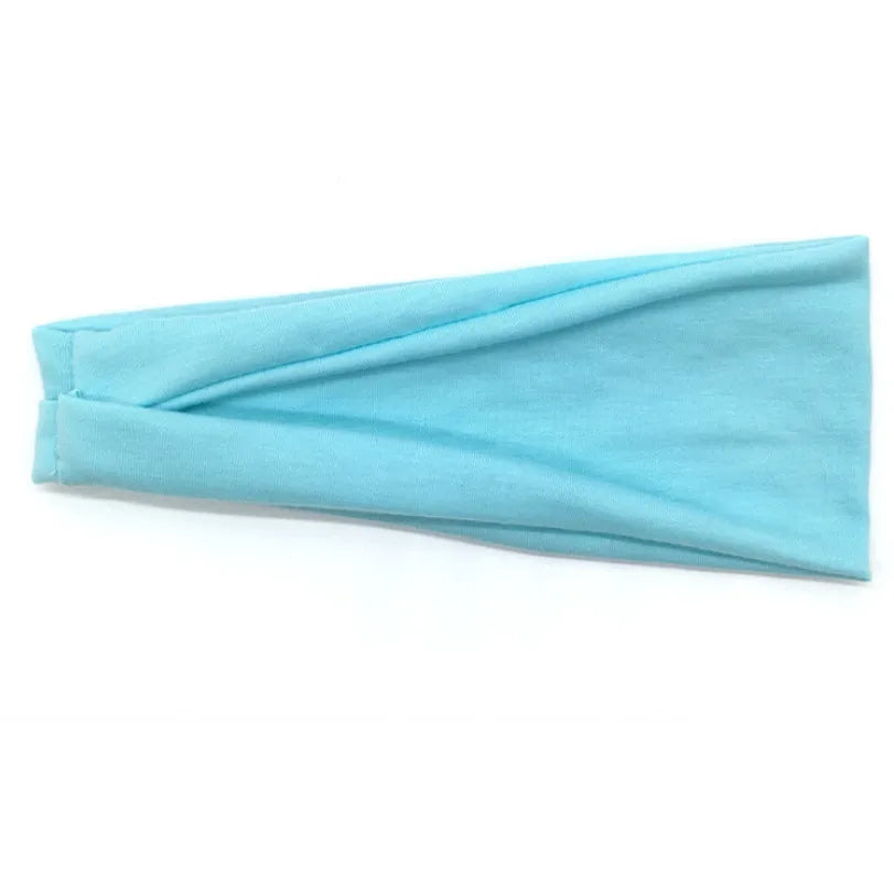 Women's Cotton Turban Twist Headband – 20 Colors Turban Twist Headband Qme Cyan 10cm-22cm