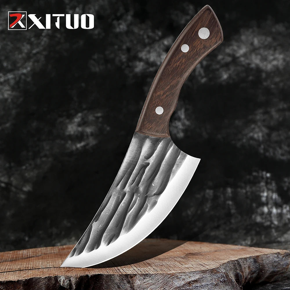 XITUO Forged Cleaver – Full Tang High-Carbon Steel Chef Knife Kitchen Cleaver Knife Qst SG210406