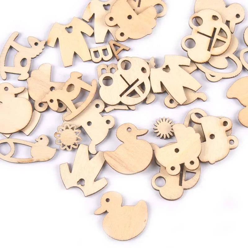 Natural Wood Slices Baby Pacifier Pattern – 50pc DIY Craft Kit Wood Craft Slices Qme