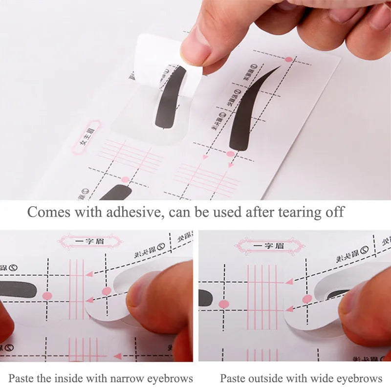 24 Pairs Eyebrow Stencil Sticker Template Guide Cards | Qme Eyebrow Stencil Cards Qme