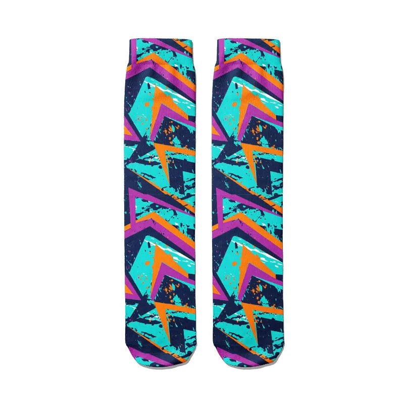 Women's 3D Graffiti Cotton Socks – Street Art Novelty Fashion Novelty Fashion Socks Qme style1 One Size China Mainland
