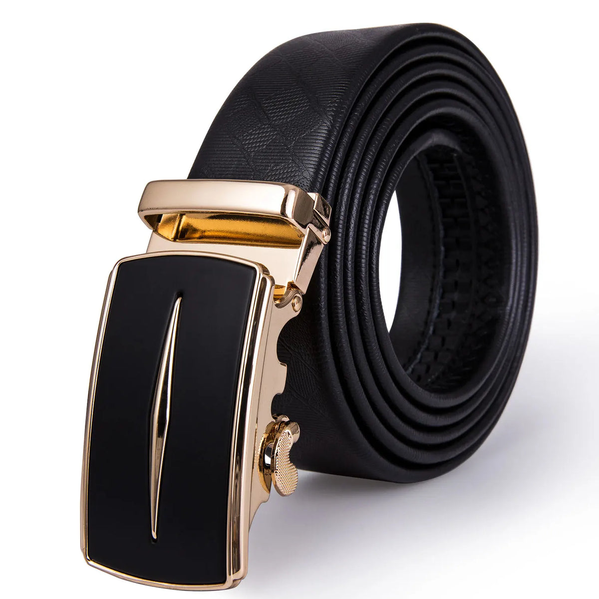Men's Luxury Genuine Leather Belt – Automatic Buckle Leather Ratchet Belt Qme 2055 130cm