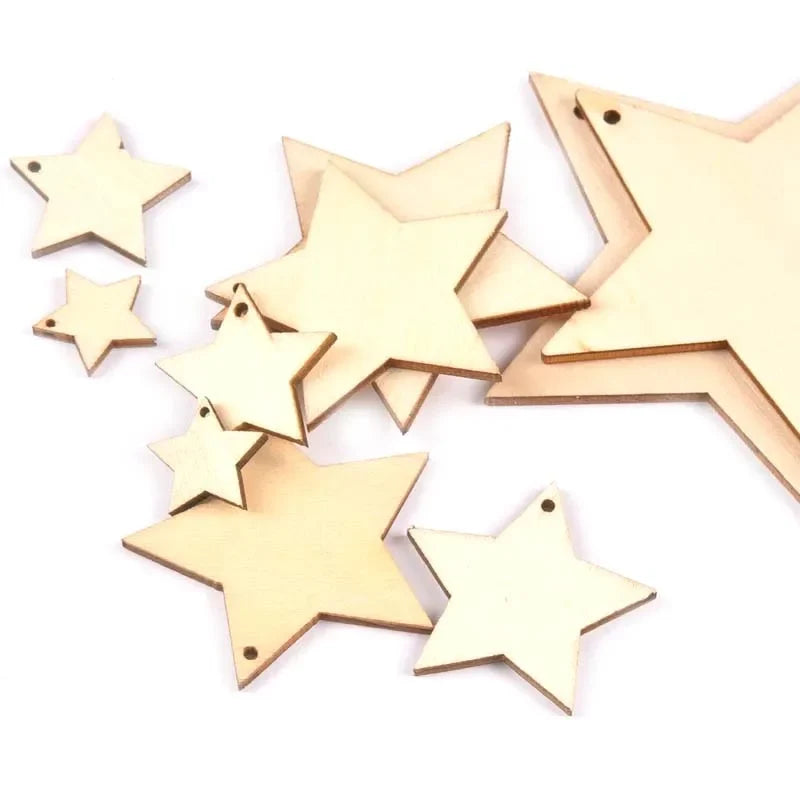 Natural Wood Round Discs 50pcs – DIY Craft & Scrapbooking Wood Craft Discs Qme star mix 20-50mm 50pcs